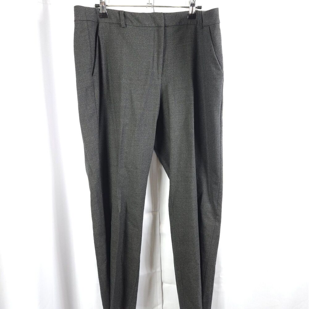 Eileen Fisher Dark Gray Wool Spandex Flat Front Dress Pants Women's 12 37x28.5